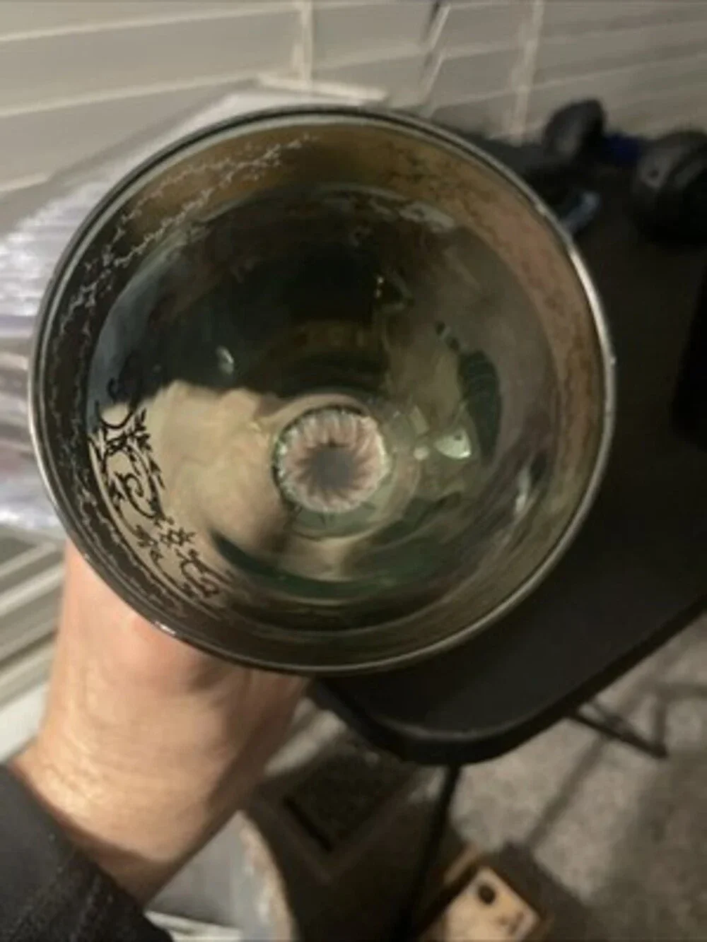 Murano Crystal Romanian Wine Goblet Vintage, Hand Painted.
